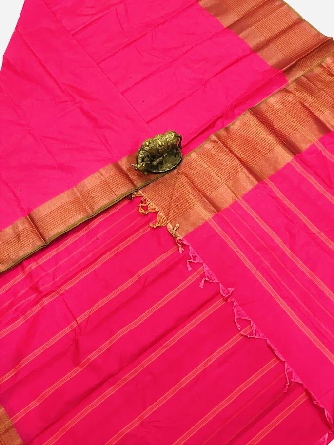 Line Designed Plain Pink Saree In Mesa