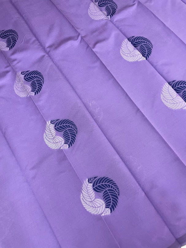 Purple Color Leaf Motifs Pure Kanchi Silk Saree In Suncity