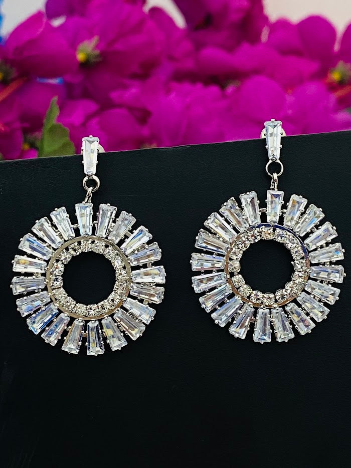  Oxidized White Stoned Fancy Designer Earrings In USA