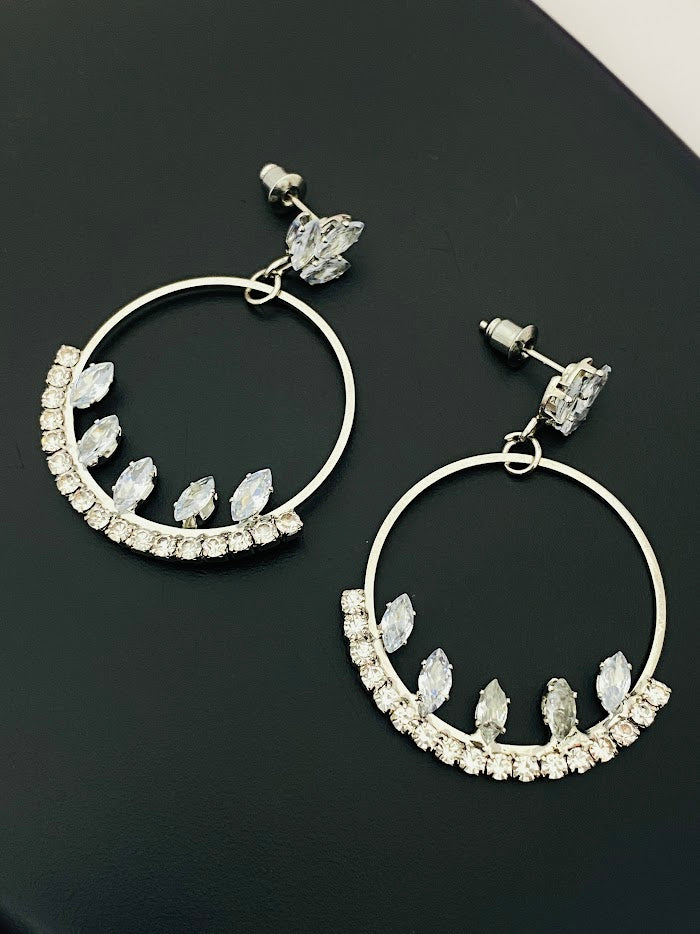 Silver Color Designer Earrings With White Stone In Gilbert