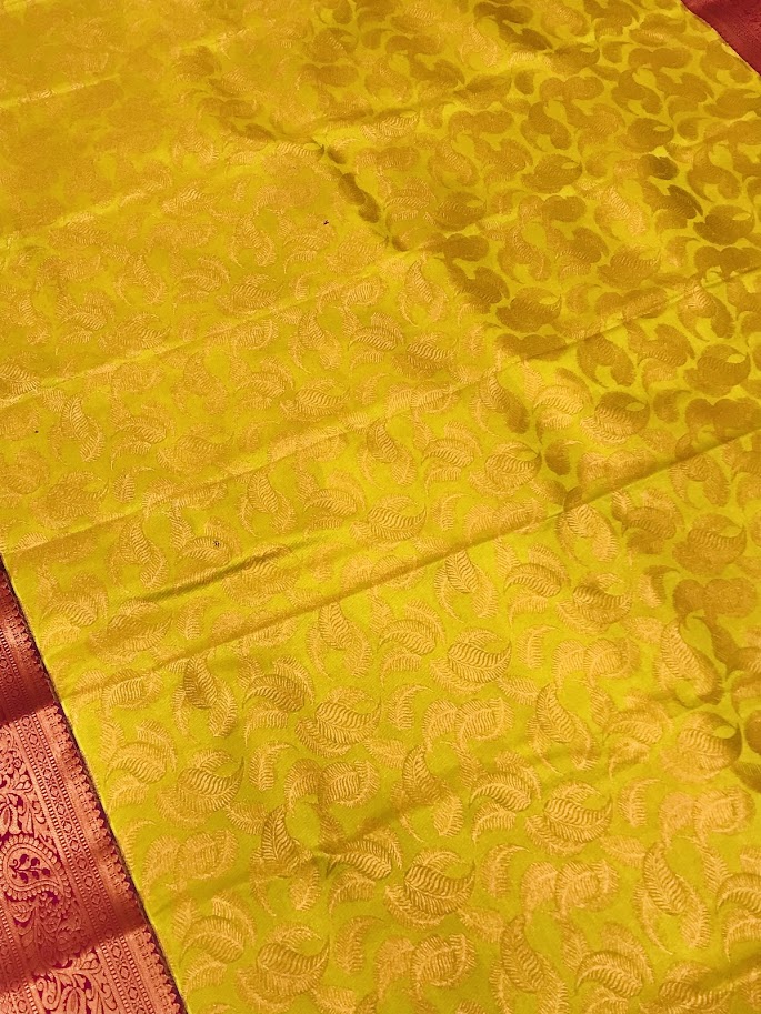 Golden Color Leafe Designed Saree In Gilbert