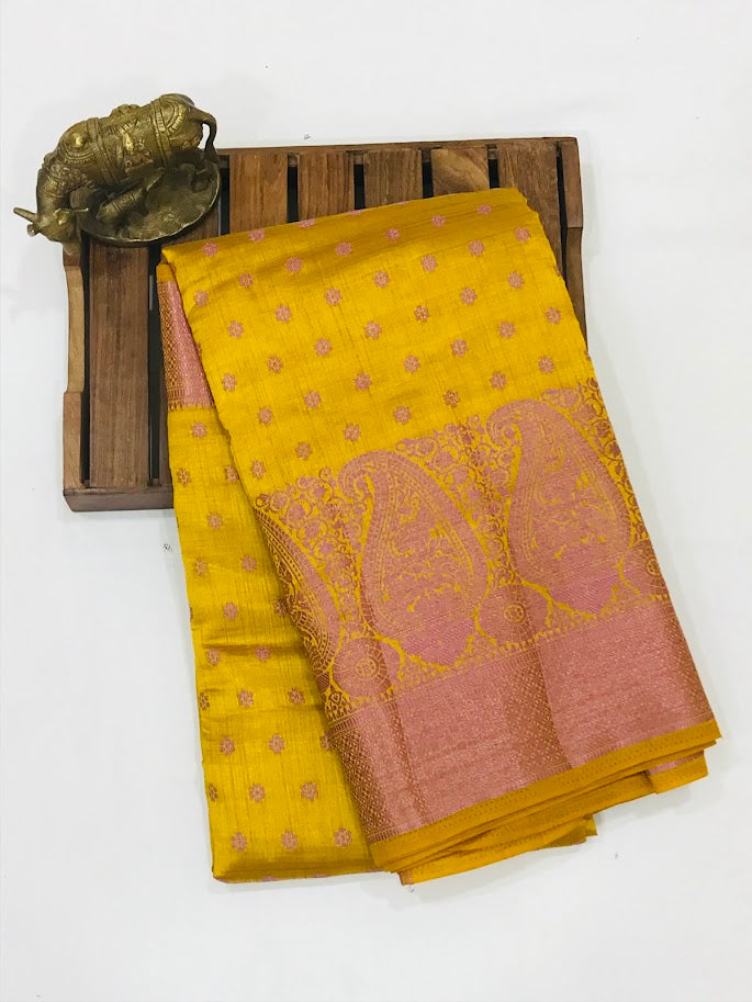 Yellow Color Art Silk Saree With Contrast Bordered Near Me