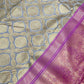 Gray Color Pure Kanchi Silk With Gold Zari Work Saree In Chandler