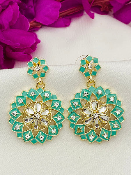 Lovely Floral Design Enamel Work Earrings