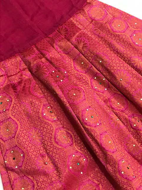 Elegant Sky Blue Colored Silk Langa Sets With Stone Work In Suncity