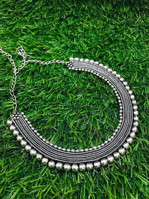 Stunning White Color Oxidized Necklace With Earrings Sets In USA