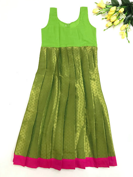 Pink And Parrot Green Colored Art Silk Langa Sets In Tempe