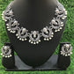 Elegant White Stones With White Beads Oxidized Necklace With Earrings Sets