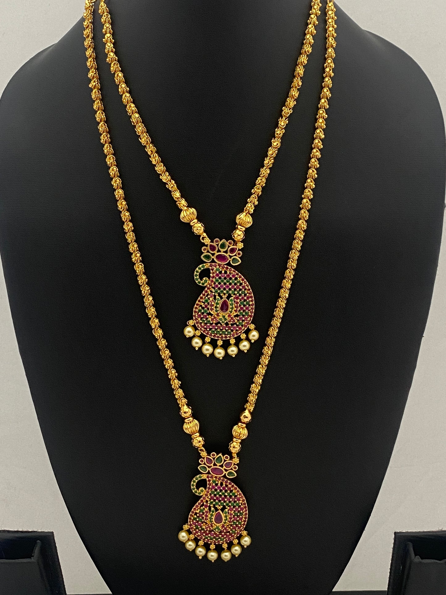 Gorgeous Gold Plated Long Chain And Necklace With Manga Design Pendant