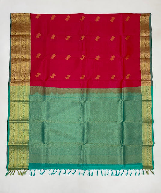 Beautiful Red Color Pure Kanchi Silk With Gold Zari Work Saree In Yuma