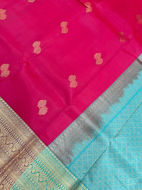 Red Color Pure Kanchi Silk With Gold Zari Work Saree In Suncity