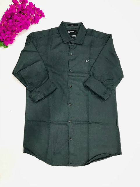 Pleasing Green Color Full Sleeve Shining Silk Shirts For Men