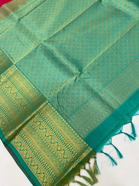 Red Color Pure Kanchi Silk Saree Indian Ethnic wear