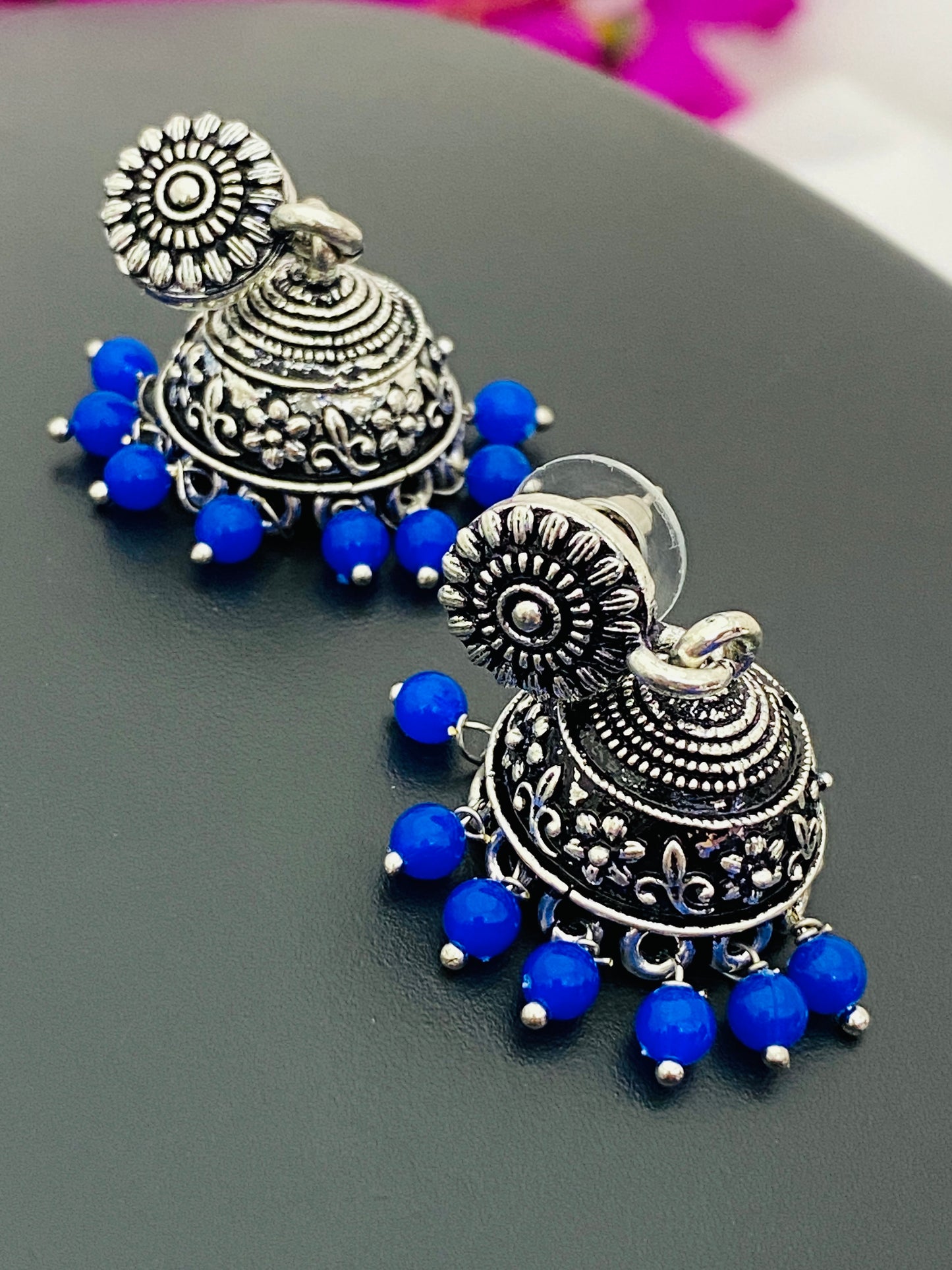 Silver Plated Designer Earrings With Beads In USA