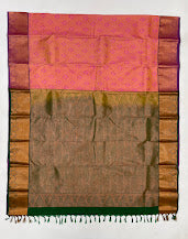 Pink Color Pure Kanchi Silk Gold Zari Work Saree For Women In Suncity