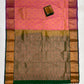 Attractive Pink Color Pure Kanchi Silk Gold Zari Work Saree For Women In Mesa