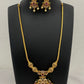 Dazzling Gold Plated Peacock Designer Chain And Earring Set With Multi Color