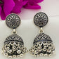 Fascinating Oxidized Silver Designer Jhumka with Beads