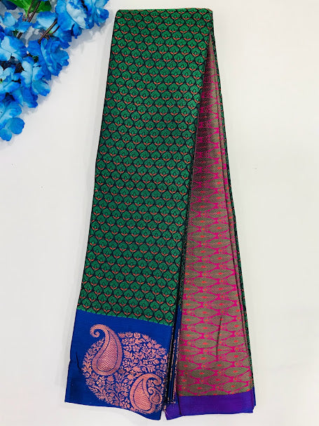 Stunning Green Colored Art Silk Saree With Butta Motifs Design And Rich Pallu