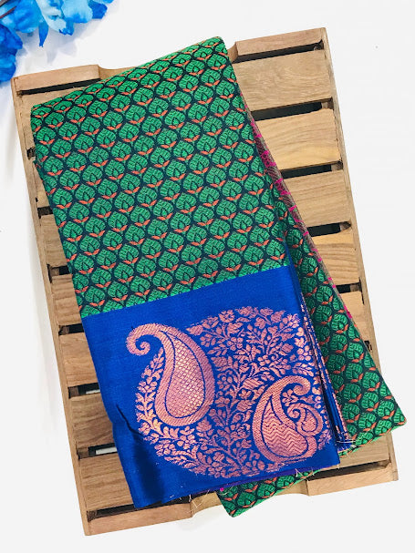 Stunning Green Colored Art Silk Saree With Butta Motifs Design And Rich Pallu Near Me