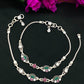 925 Antique Silver Multicolor Stone Anklet -11 Inches