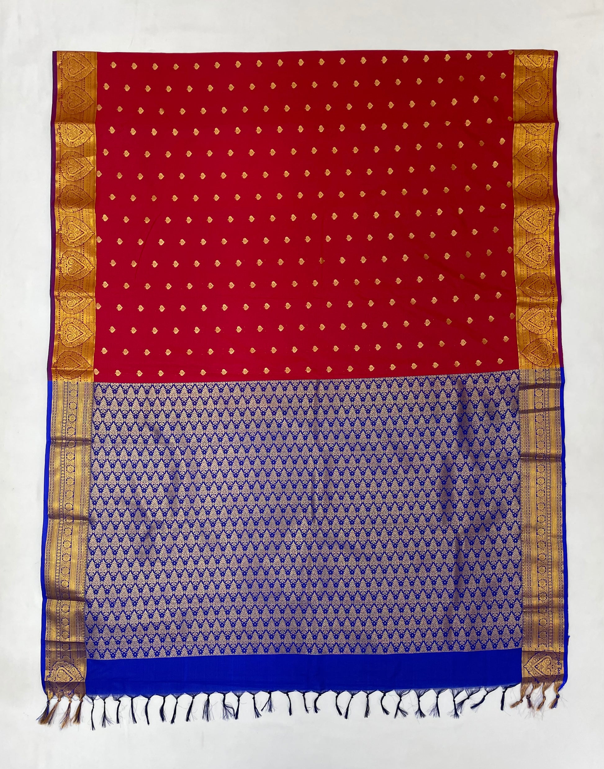 Beautiful Maroon Color Pure Kanchi Silk With Gold Zari Work Saree In Mesa