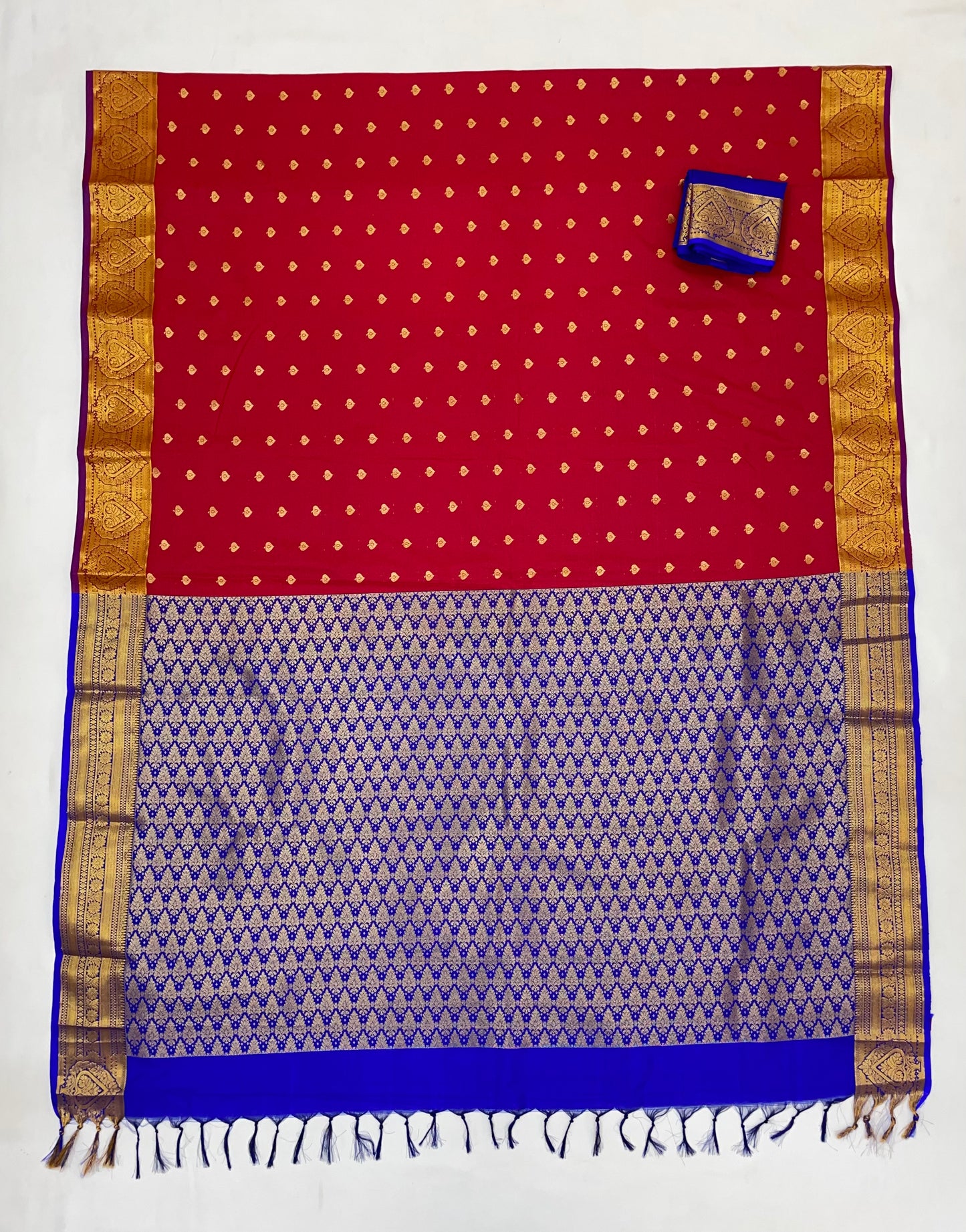 Beautiful Maroon Color Pure Kanchi Silk With Gold Zari Work Saree In Yuma