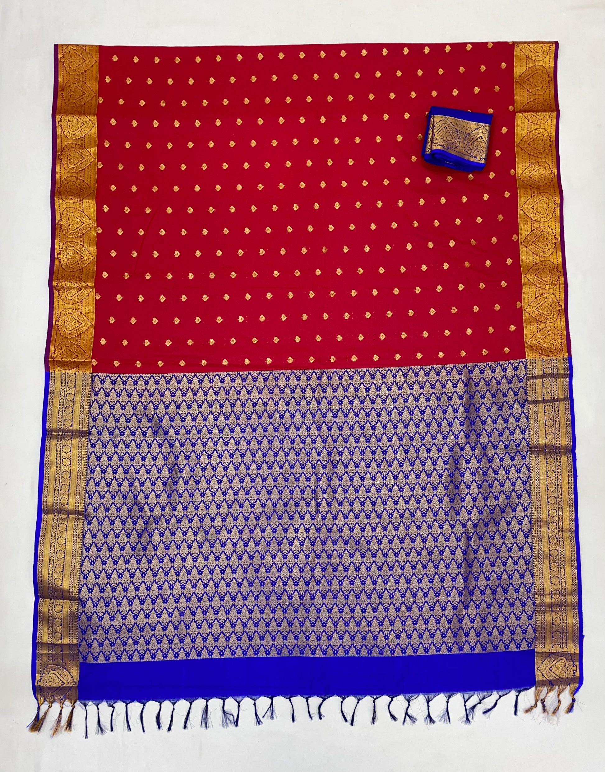 Beautiful Maroon Color Pure Kanchi Silk With Gold Zari Work Saree In Yuma