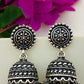Delightful Oxidized Silver Plated Jhumkas With Black Pearl Drops