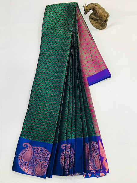 Stunning Green Colored Art Silk Saree With Butta Motifs Design And Rich Pallu In Gilbert