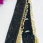 Charming Black Color Hip Belt With Golden And White Beads Work