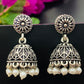 Jhumkas With White Color Beads In Happy Jack