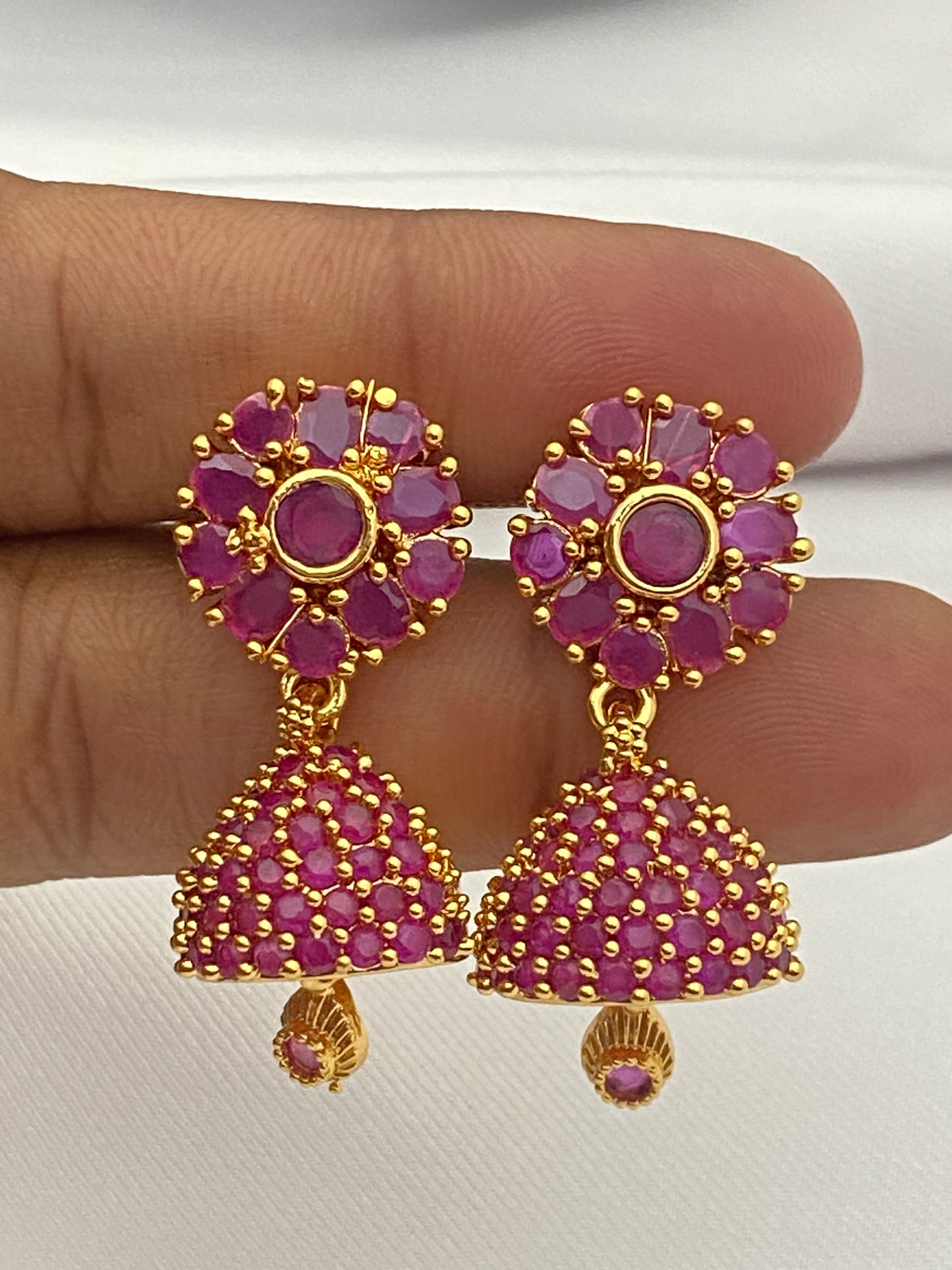 Emerald Stone Jhumka with Gold Plated Earring In USA