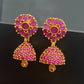 Beautiful Ruby and Emerald Stone Jhumka with Gold Plated Earring