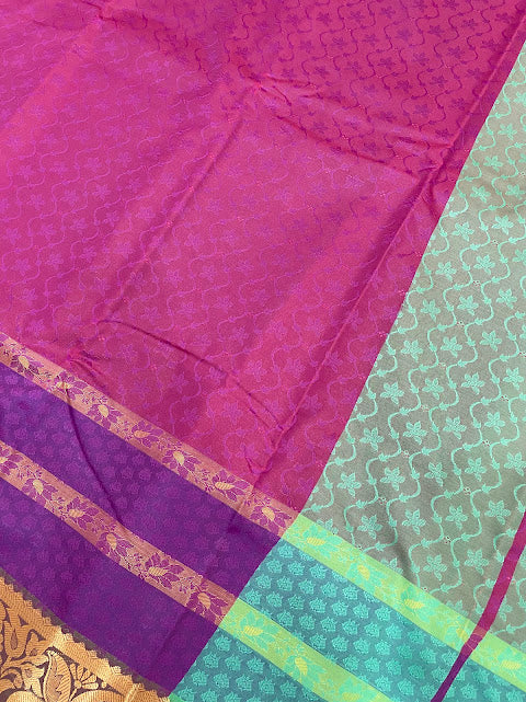 Purple Color Pure Kanchi Silk Zari Border Work Saree In Chandler