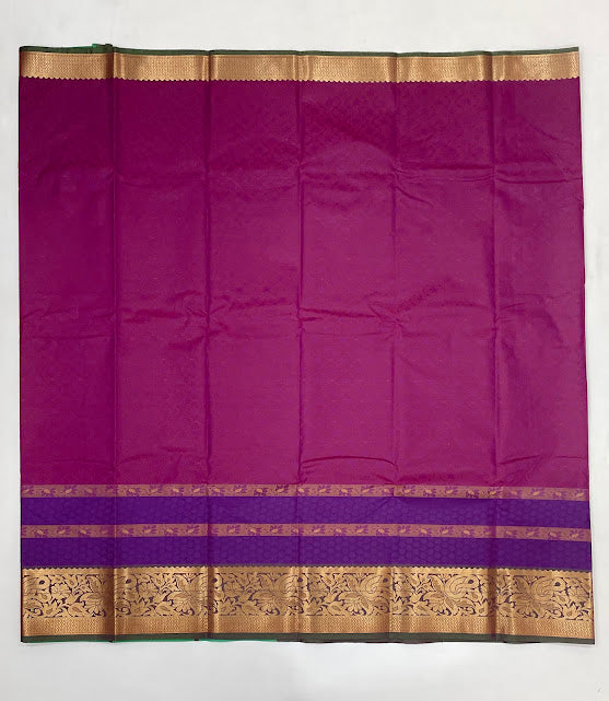 Purple Color Pure Kanchi Silk Zari Border Work Saree In Tempe