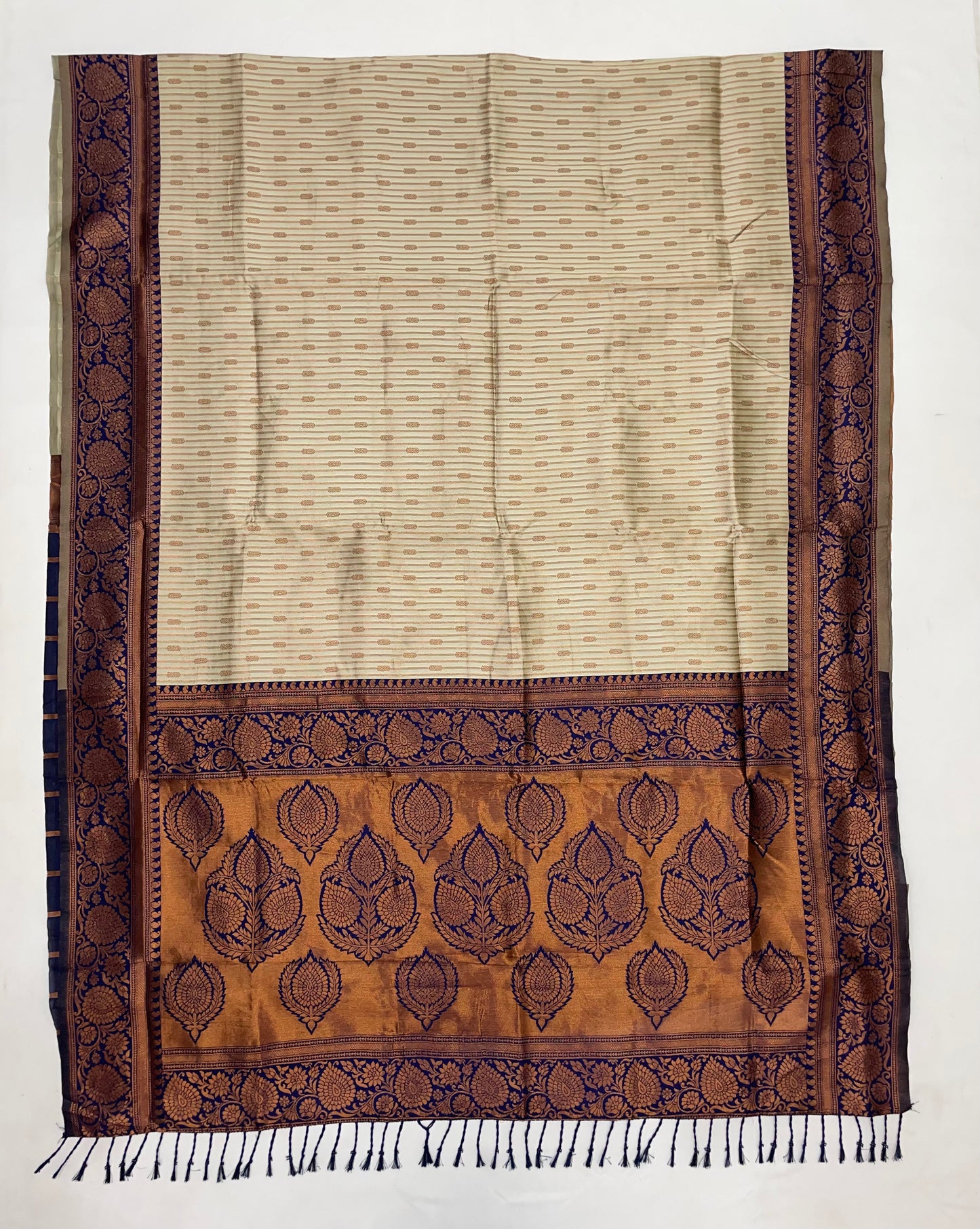 Gray Color With Blue Color Rich Pallu And Border Art Silk Saree In Surprise