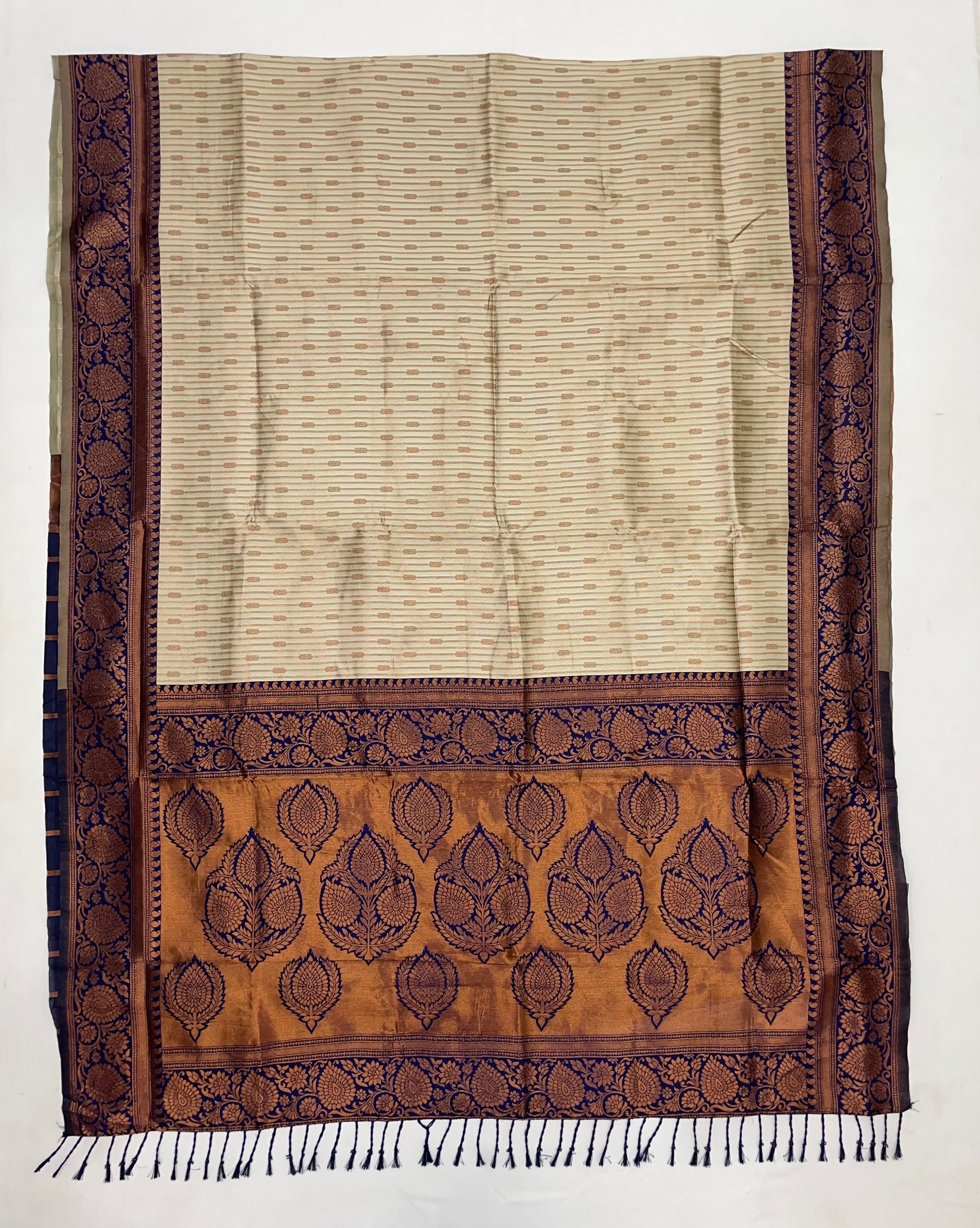 Gray Color With Blue Color Rich Pallu And Border Art Silk Saree In Surprise
