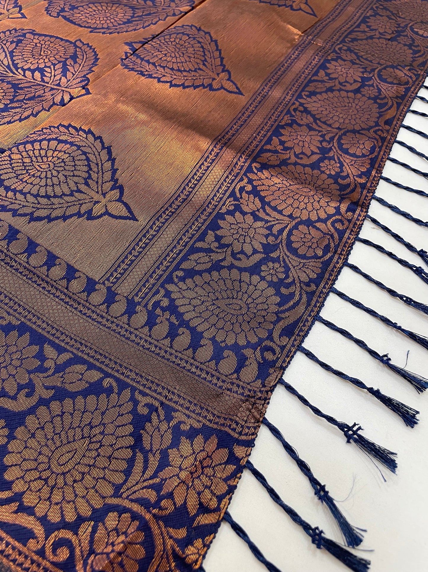 Blue Border With Beautiful Tassels Saree For Women