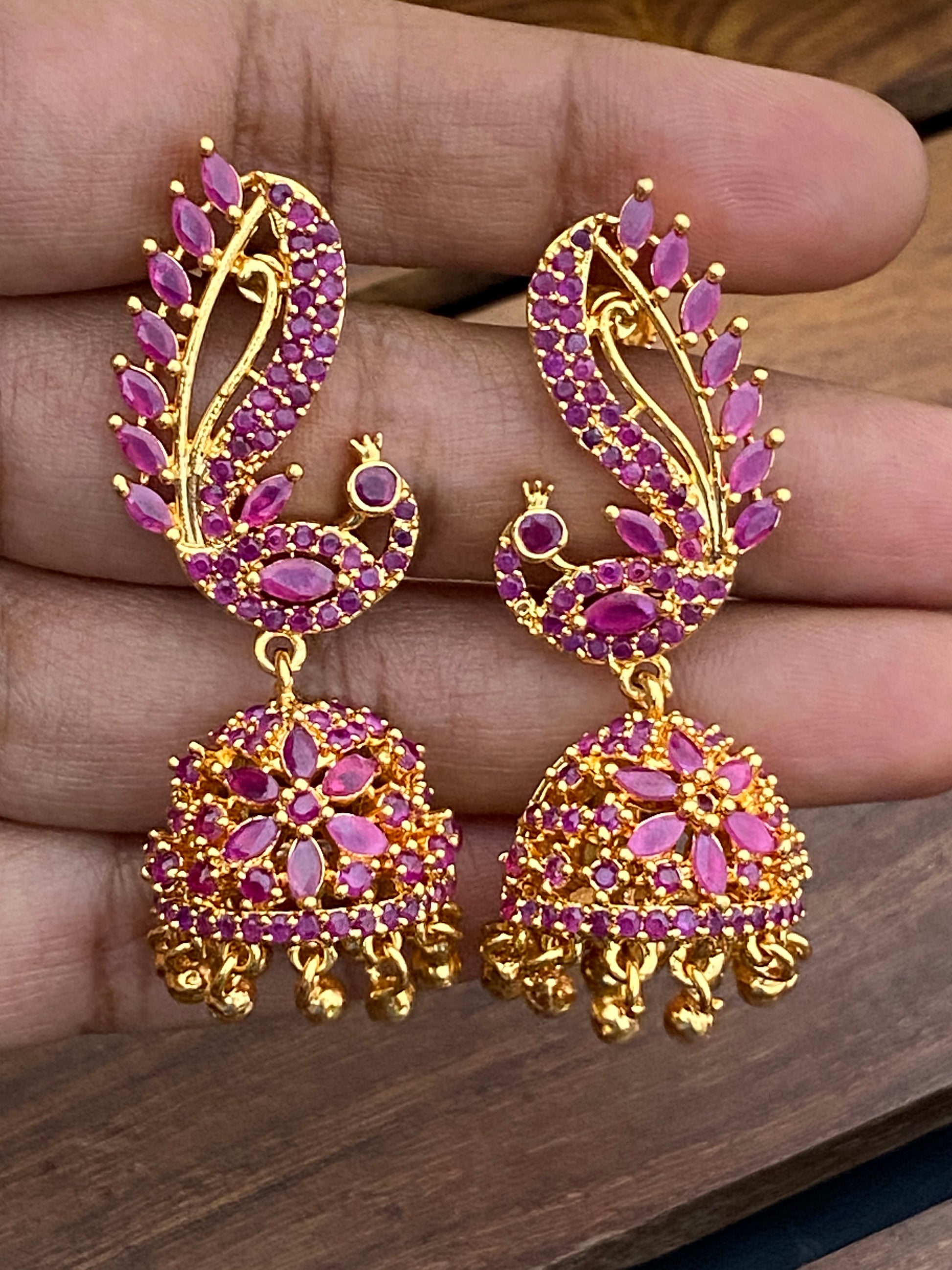 Beautiful Ruby Stoned Earrings In USA