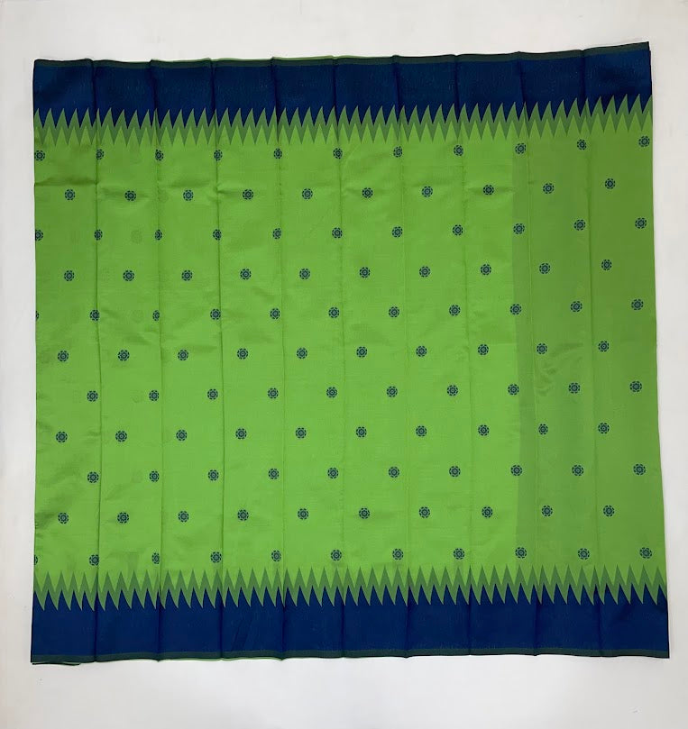 Light Green Color Floral Motifs Pure Kanchi Silk Saree In Chandler