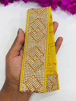 Lovely Yellow Color Hip Belt With Golden Diamond Shaped Design Near Me