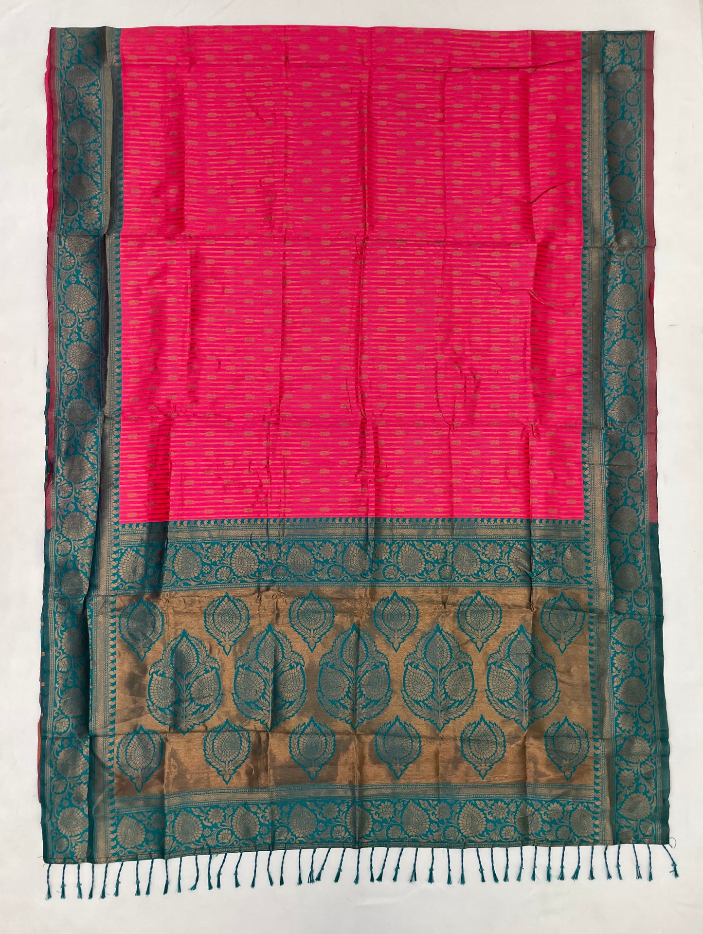 Pink Color With Rama Green Color Rich Pallu And Border Art Silk Saree In Yuma