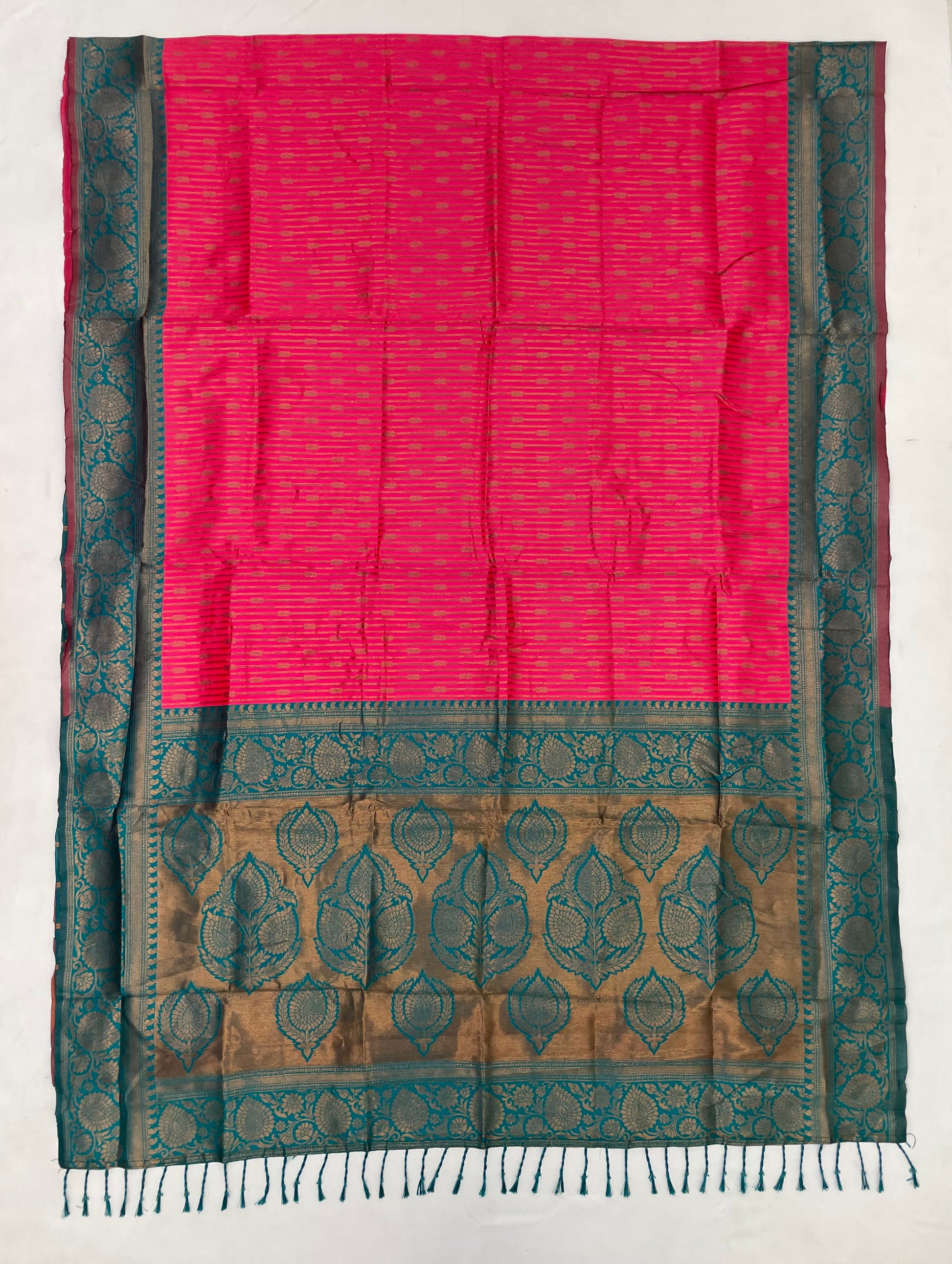 Pink Color With Rama Green Color Rich Pallu And Border Art Silk Saree In Yuma