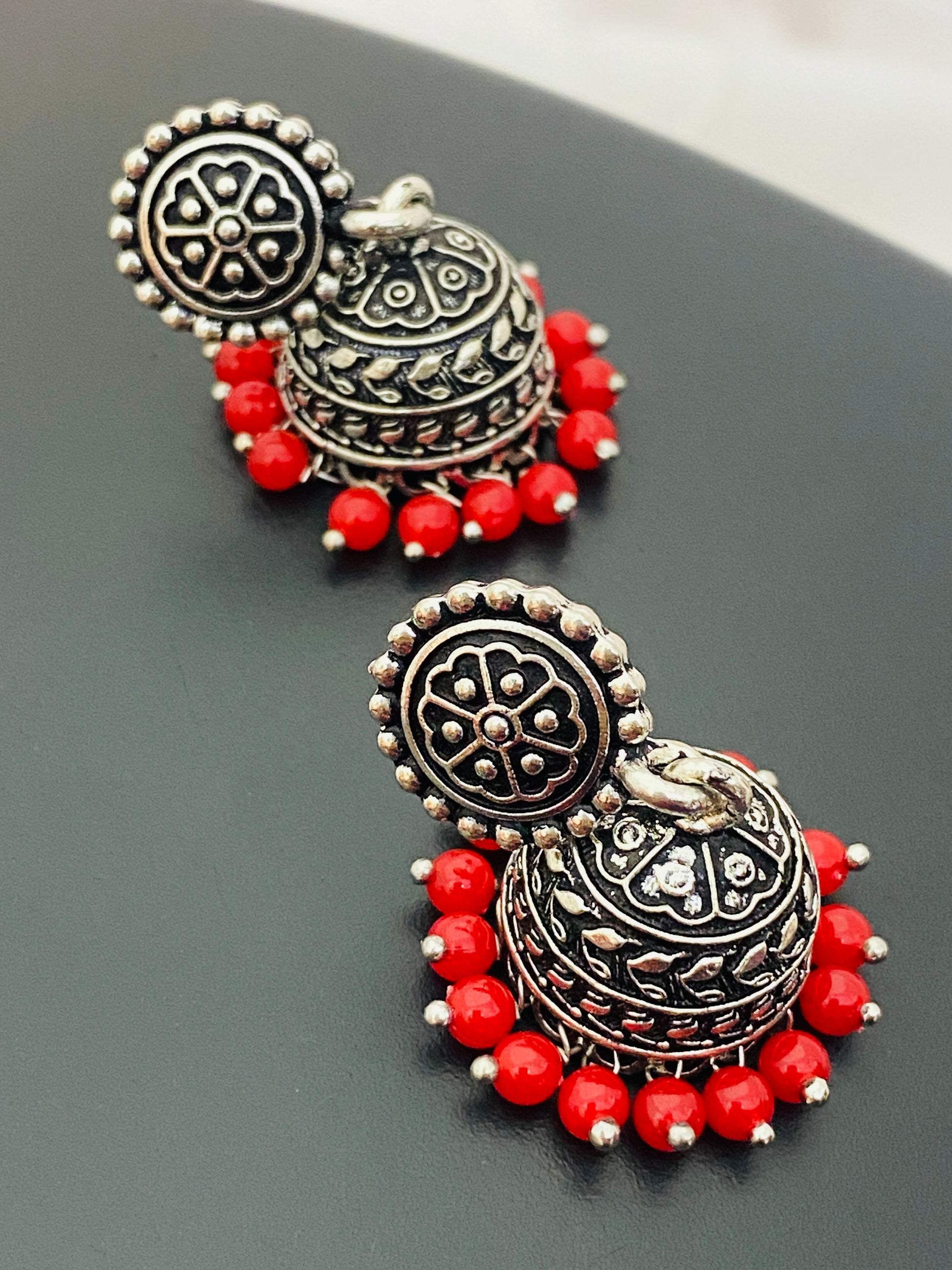 Traditional Red Beaded Earring In USA