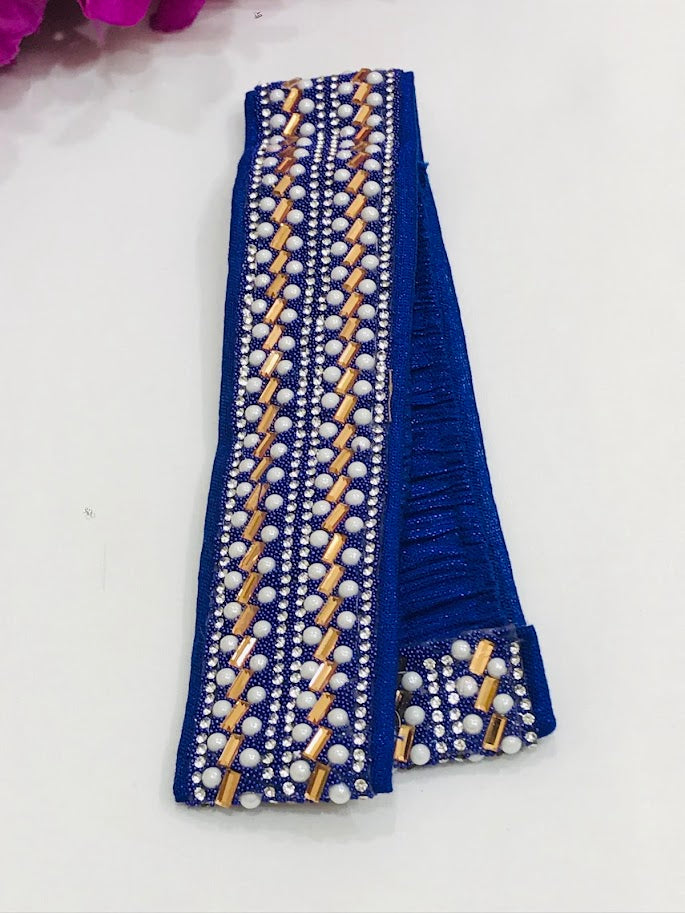 Beautiful Blue Color Saree Hip Belt With Stone Work