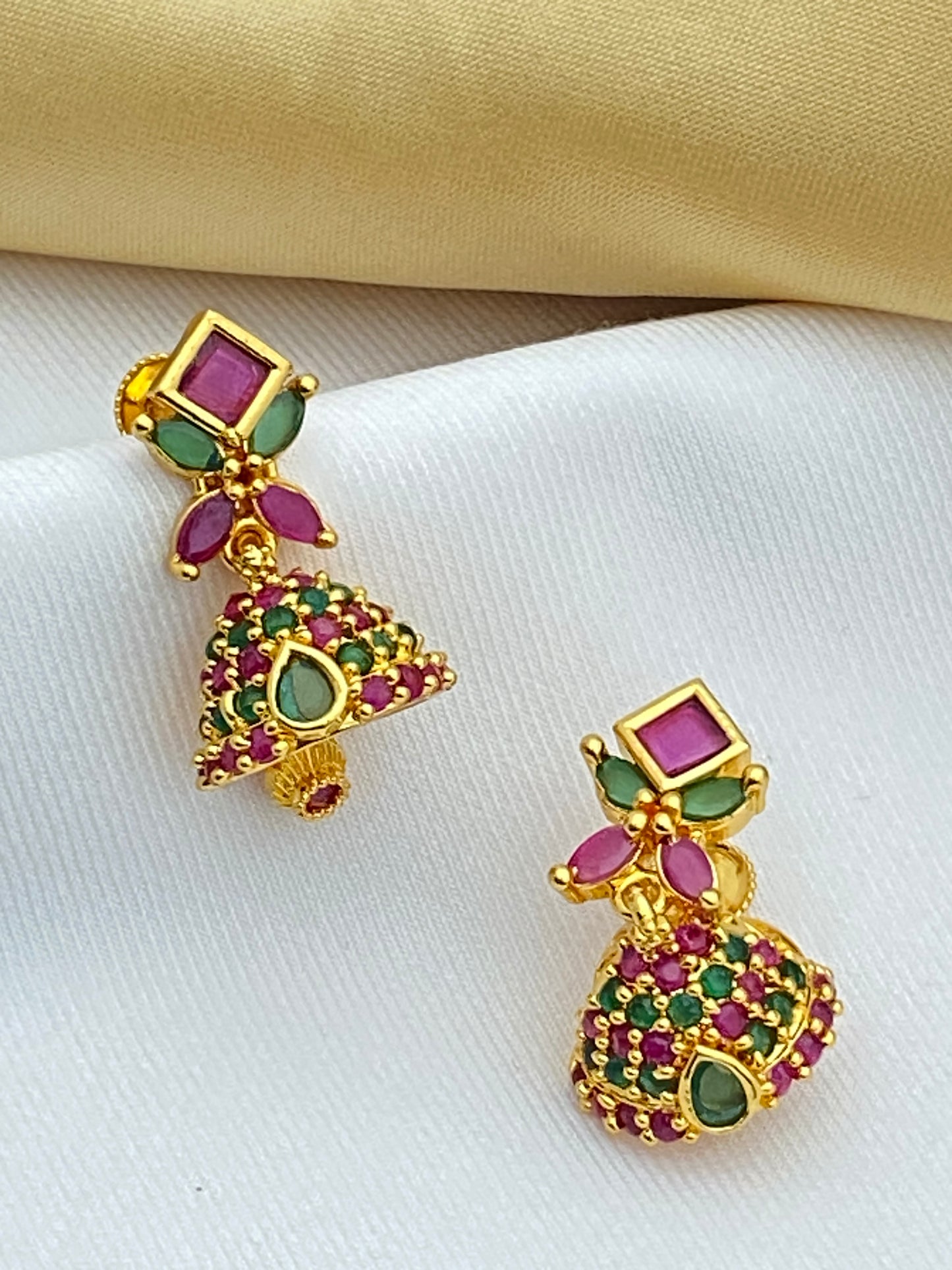 Stunning Gold Plated Ruby And Emerald Traditional Wear Near Me