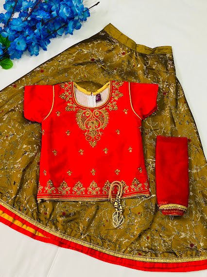 Red Color Girls Lehenga Choli With Embroidery Work Near Me