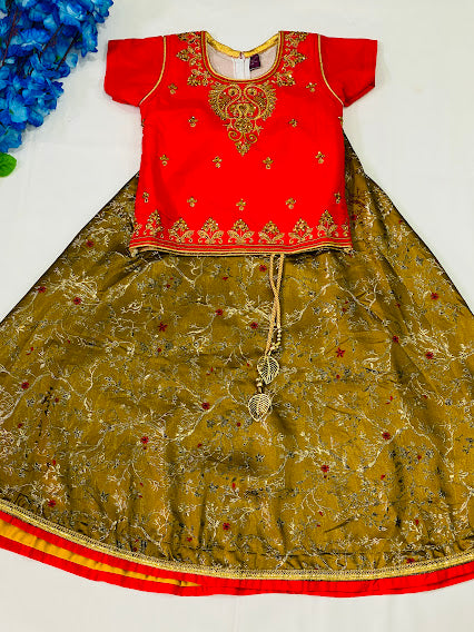 Ravishing Red Color Girls Lehenga Choli With Embroidery Work