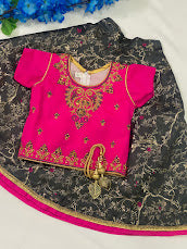 Elegant Pink Color Designer Kids Lehenga Choli With Embroidery Work